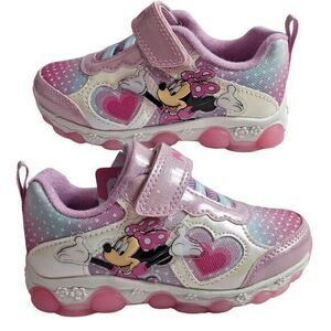 Minnie shoes for girls sneakers with LED light without laces Pink Size 10 (18cms